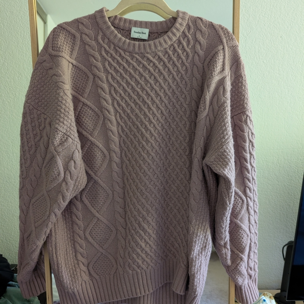 Sunday Best Cable Knit Sweater in Dusty Mauve
